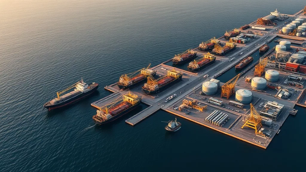 Каспийское море порт инфраструктура нефтяная логистика вид сверху