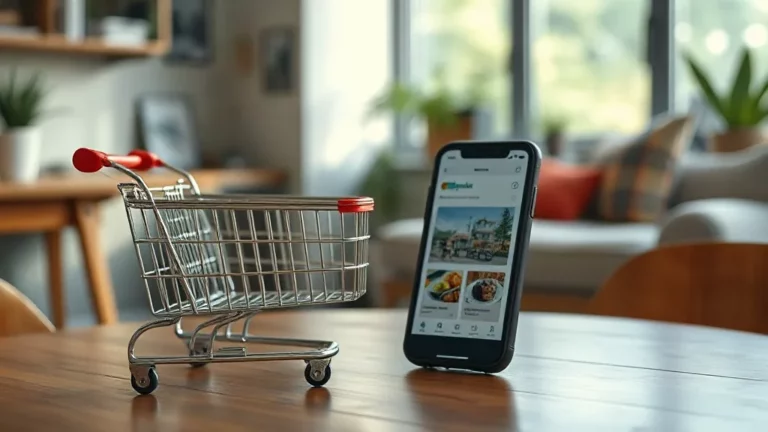 Пустая корзина и смартфон с маркетплейсом — розничный спрос Казахстан 2026