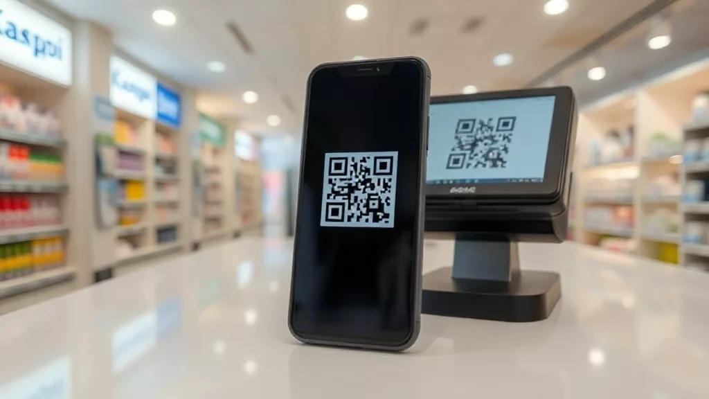 Оплата по Kaspi QR через приложение Евразийского банка на кассе в Казахстане