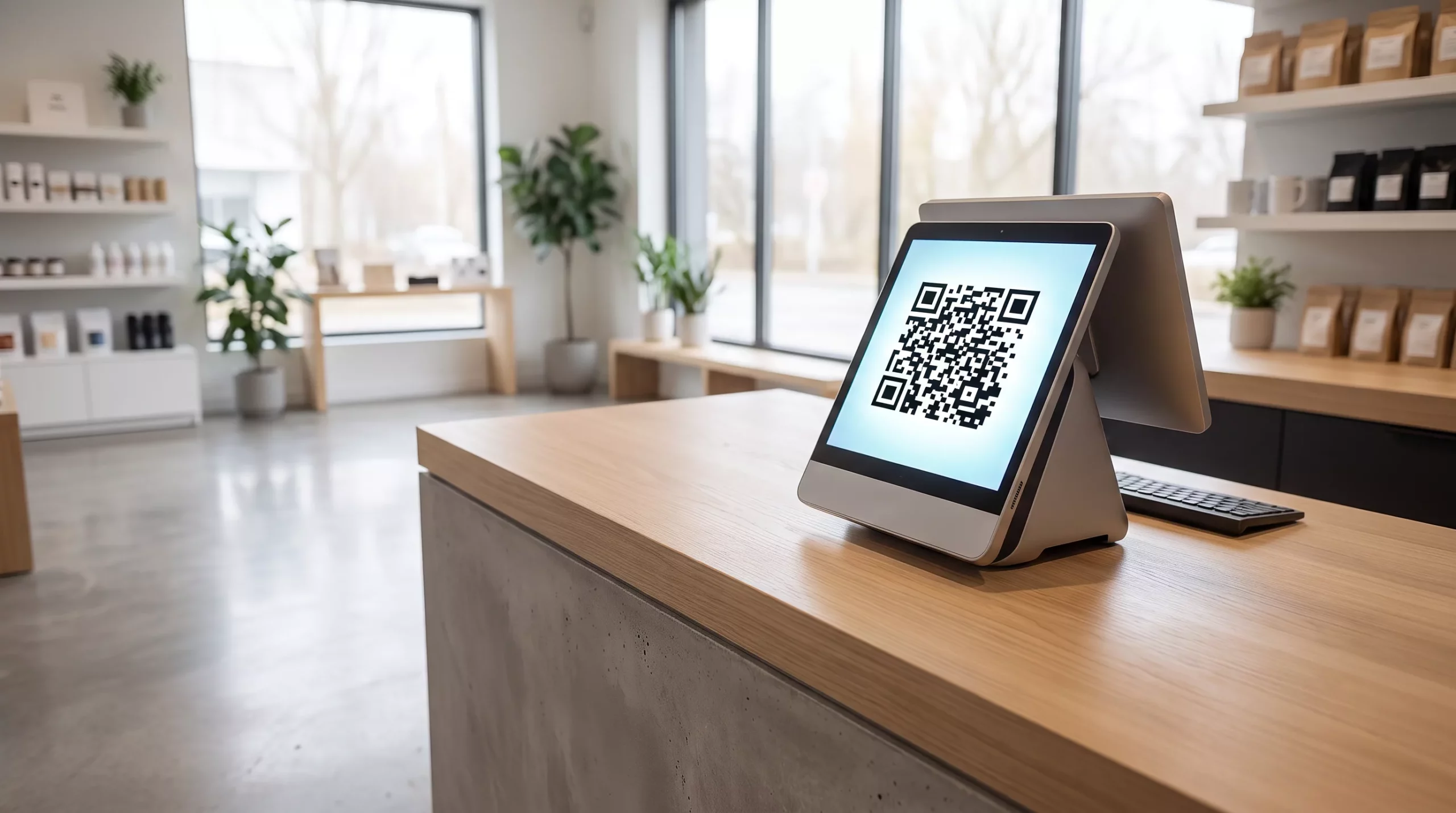 Единый QR Kaspi на кассовом терминале в торговой точке Казахстана