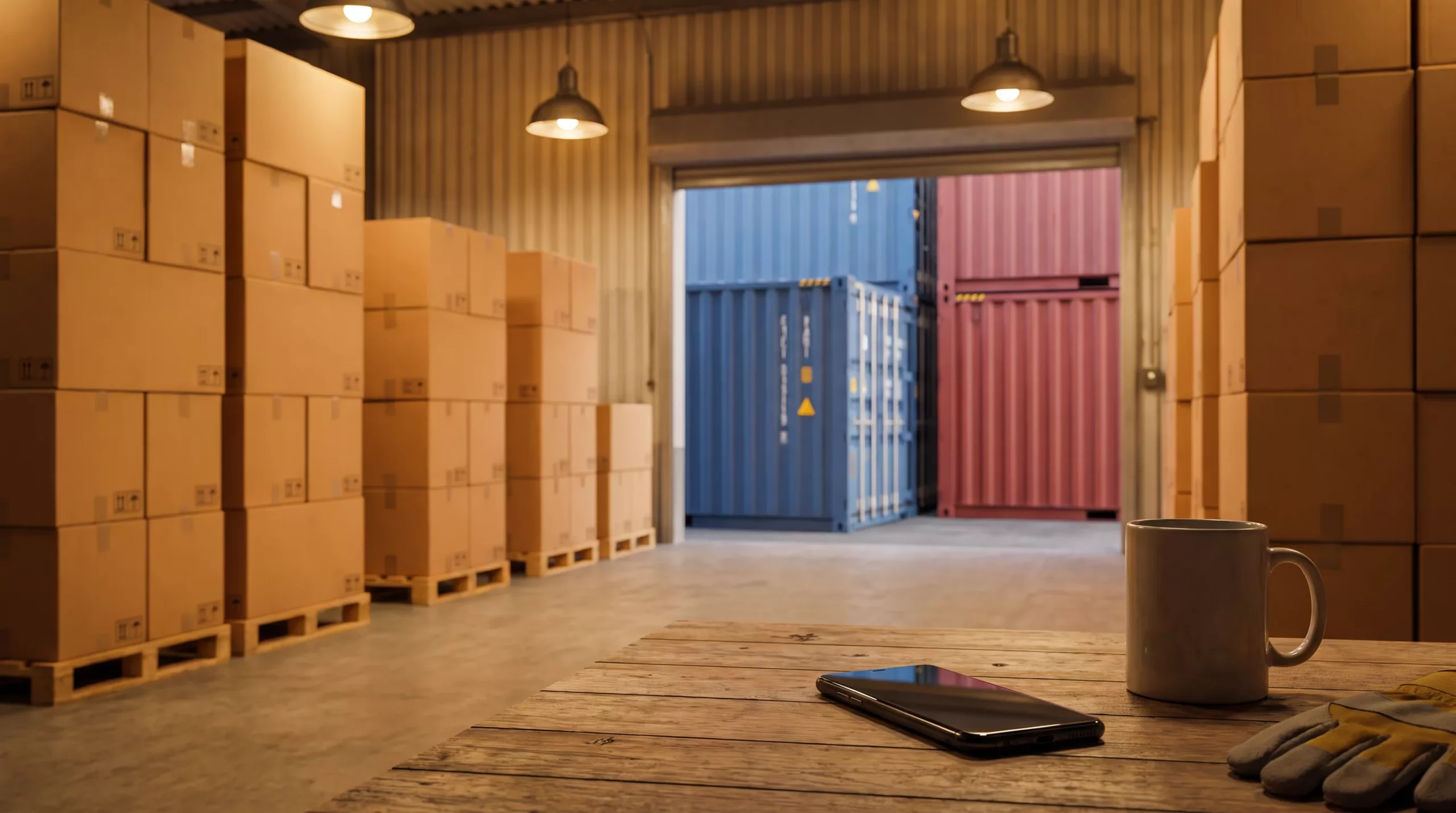 Оптовые закупки из Китая: коробки с товаром на складе перед отправкой в Казахстан