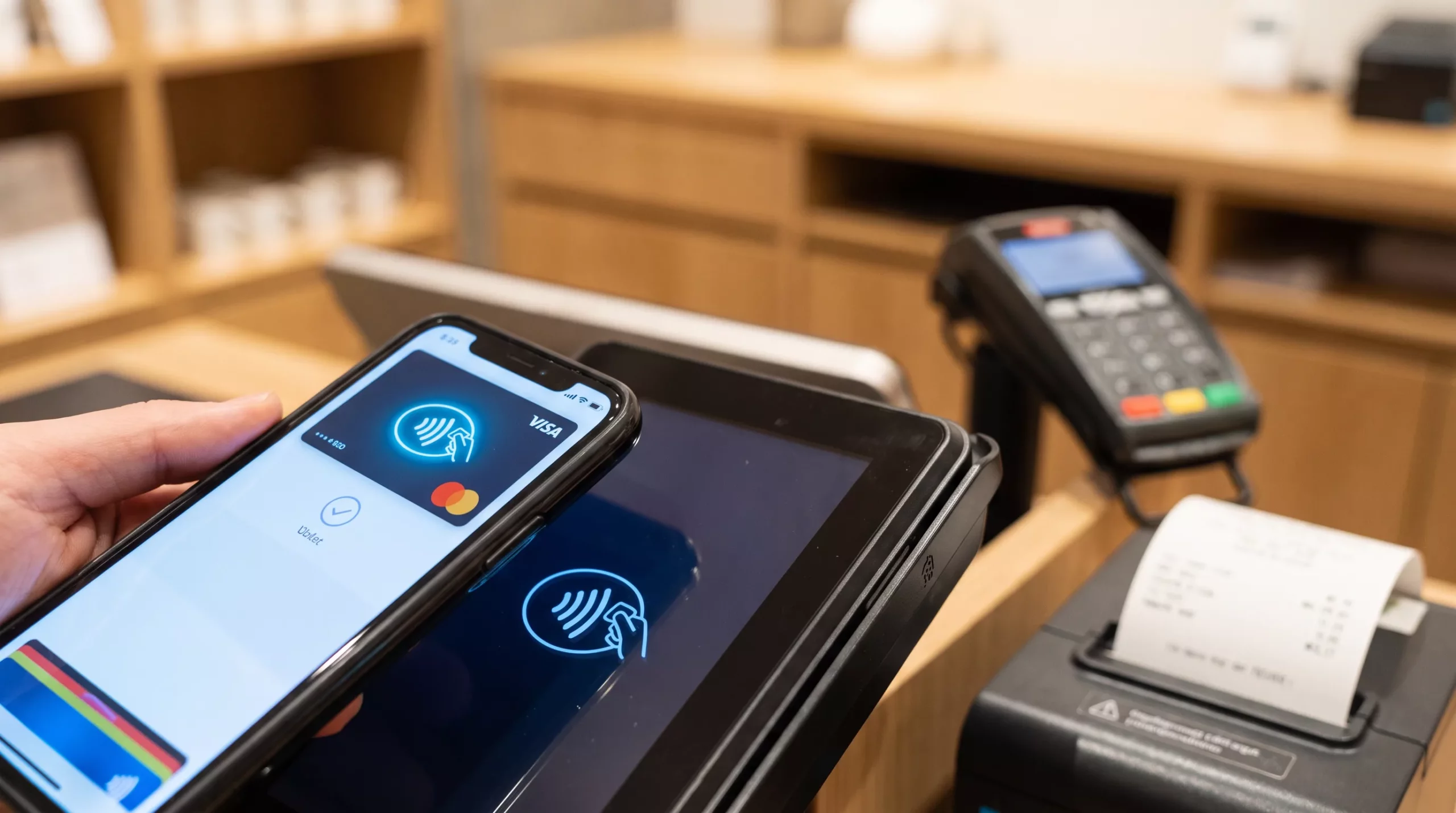 Оплата Kaspi Gold через Apple Pay на POS-терминале в магазине